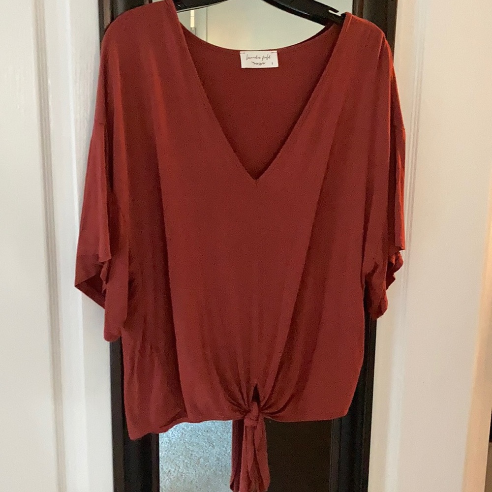 Rust color, Oversized v-neck